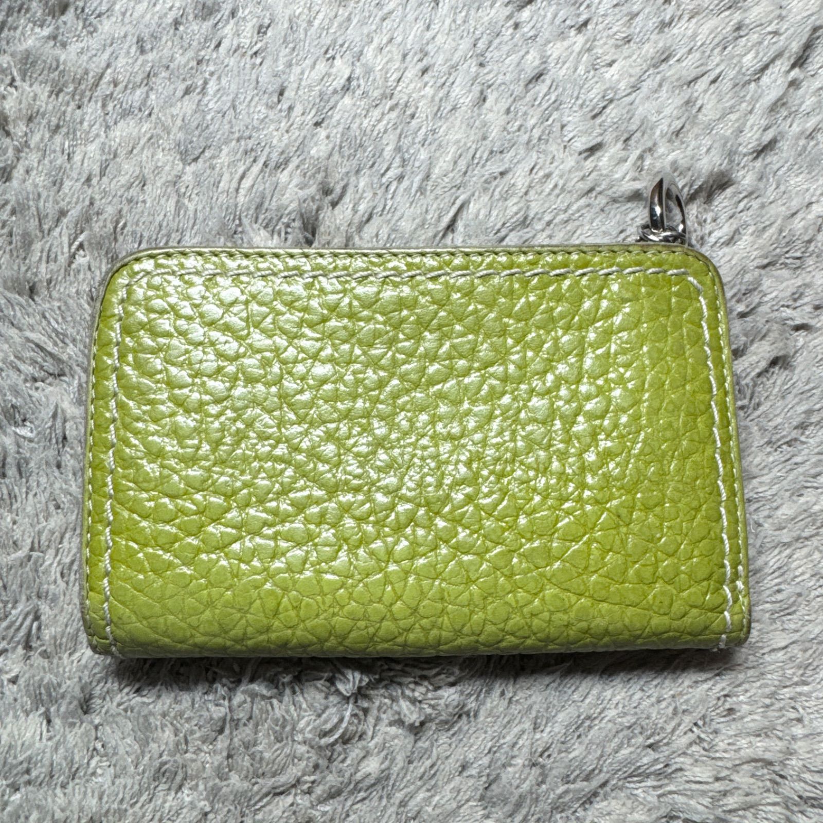 PELLE BORSA ペレボルサ 二つ折り財布 L字ファスナー シボ革 グリーン