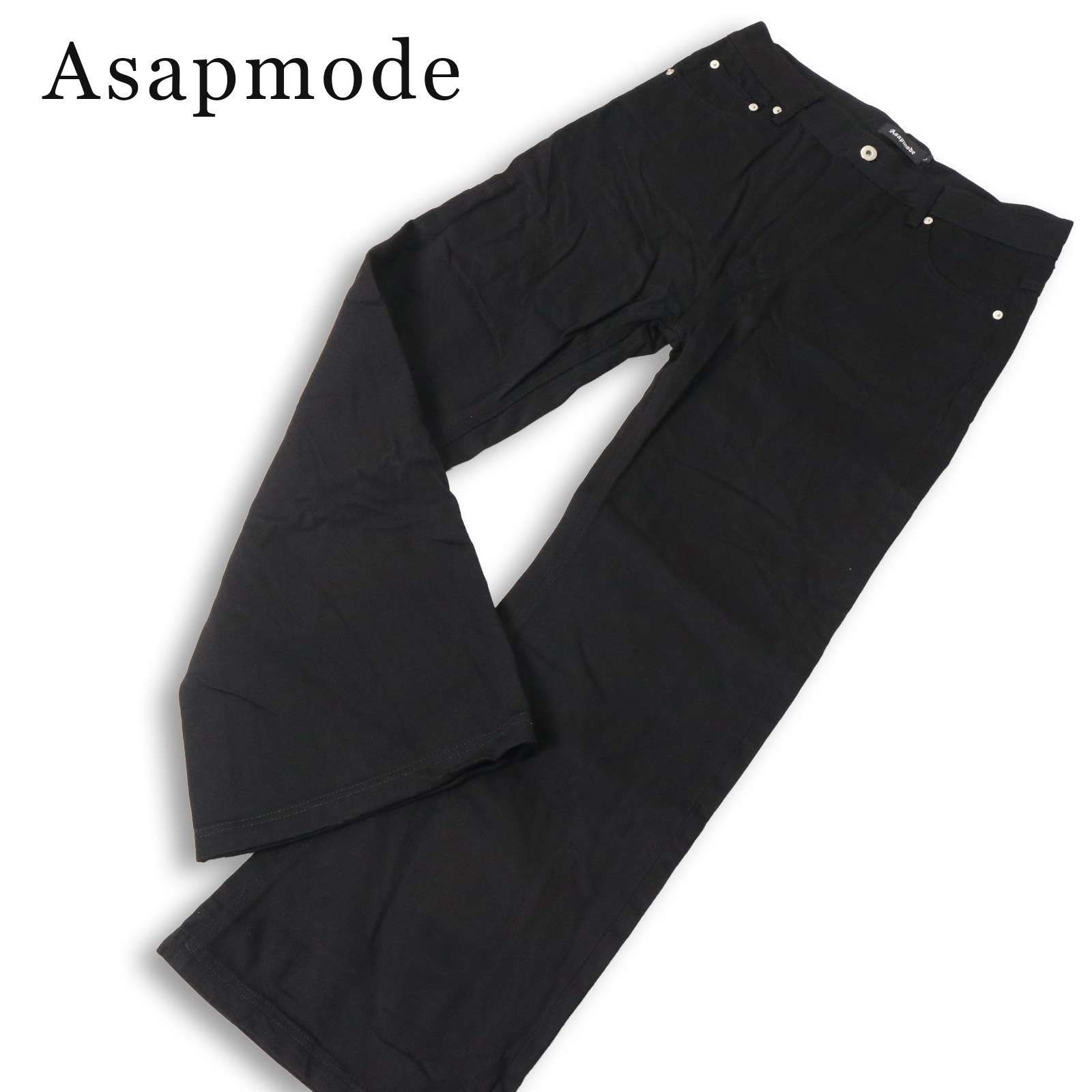 美品★ Asapmode エイサップモード 【15oz Raw Selvedge Bootcut Jeans】フレア ブーツカット デニム パンツ Sz.L メンズ 黒 15,041円