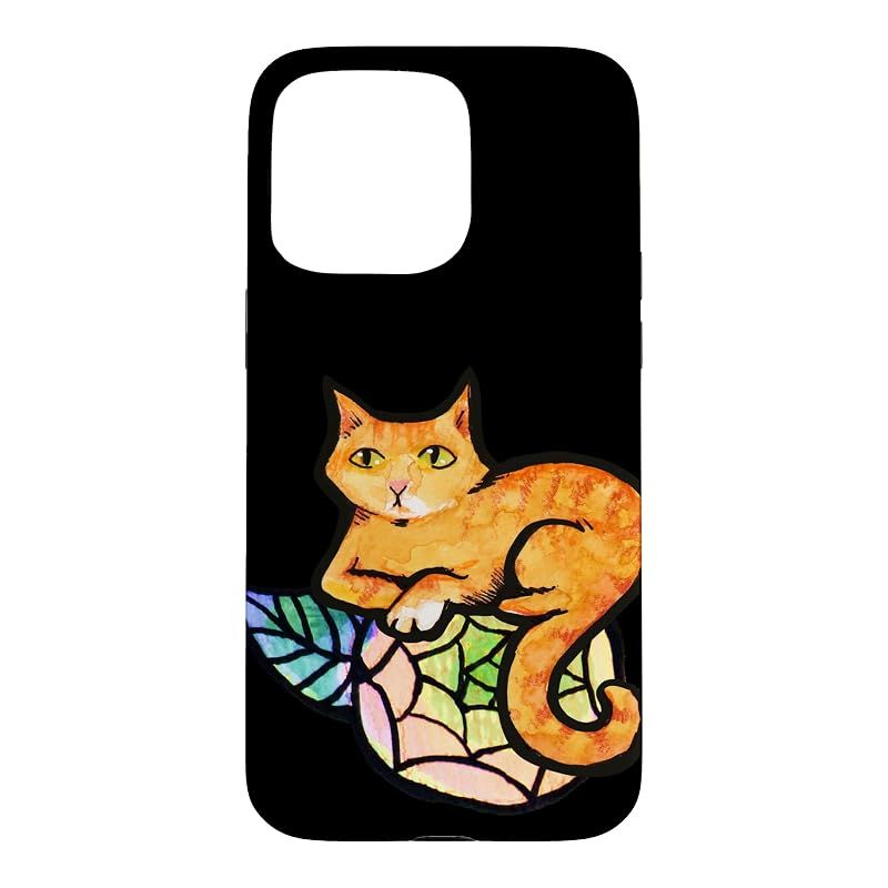 【新品】 オレンジ 猫 花柄 ガーデニング 生姜 キティ 猫 スマホケース iPhone 15 Pro Max 用