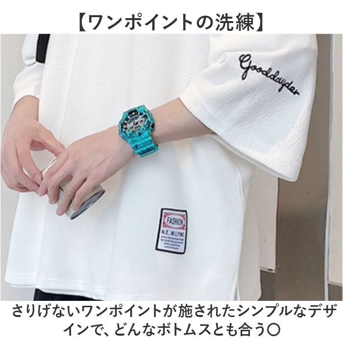 ☆ ブラック ☆ Lサイズ ☆ 五分袖Tシャツ メンズ ビッグ メンズ Tシャツ ビッグシルエット トップス 無地 おしゃれ 大きめ ゆったり ワンポイント カジュアル 春 夏 秋 大きいサイズ カットソー シンプル かっこいい オーバーサイズ thumbnail 6