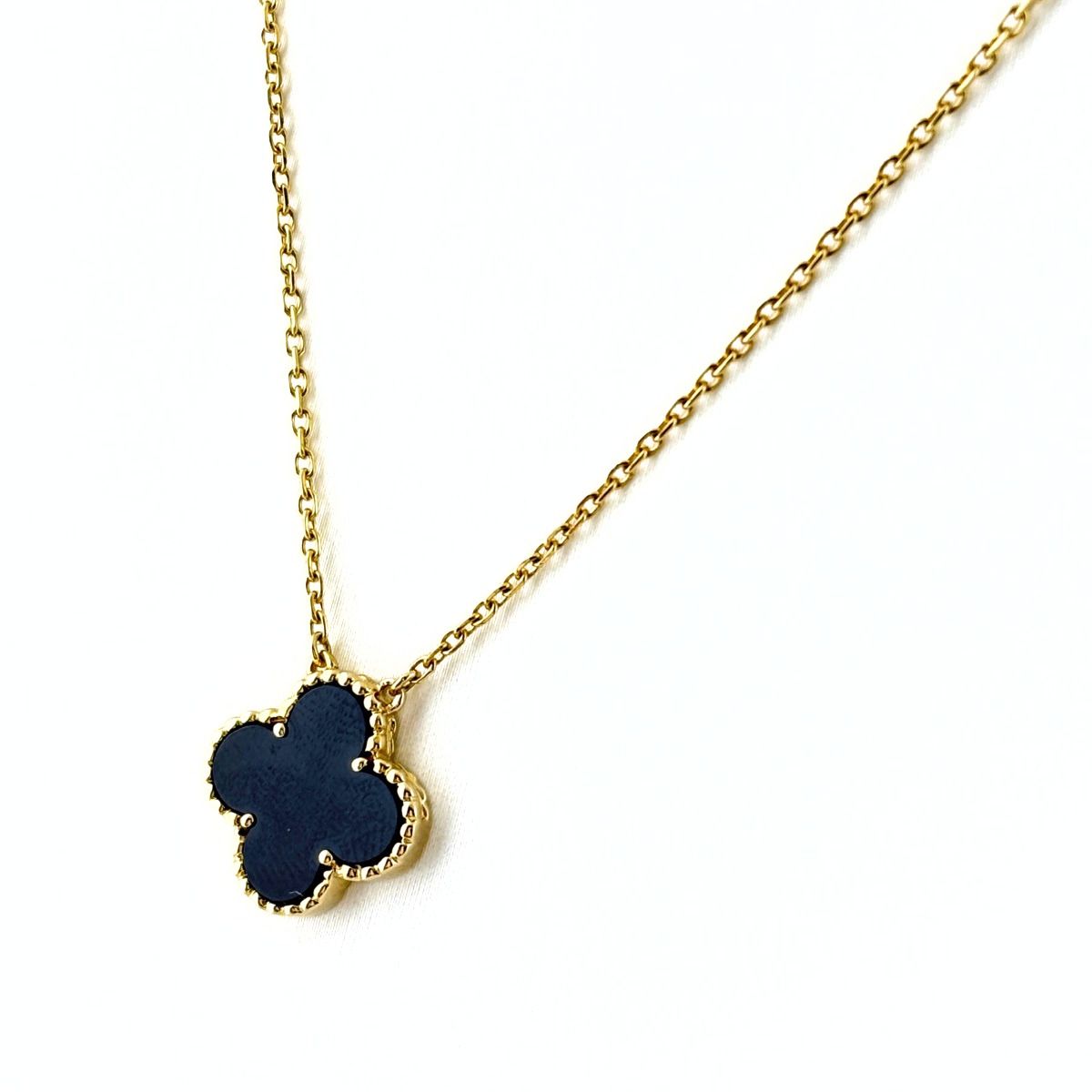 ヴァンクリーフ＆アーペル Van Cleef ＆ Arpels ヴィンテージアルハンブラ YG イエローゴールド ペンダント オニキス ネックレス 750 オニキス レディース 【中古】