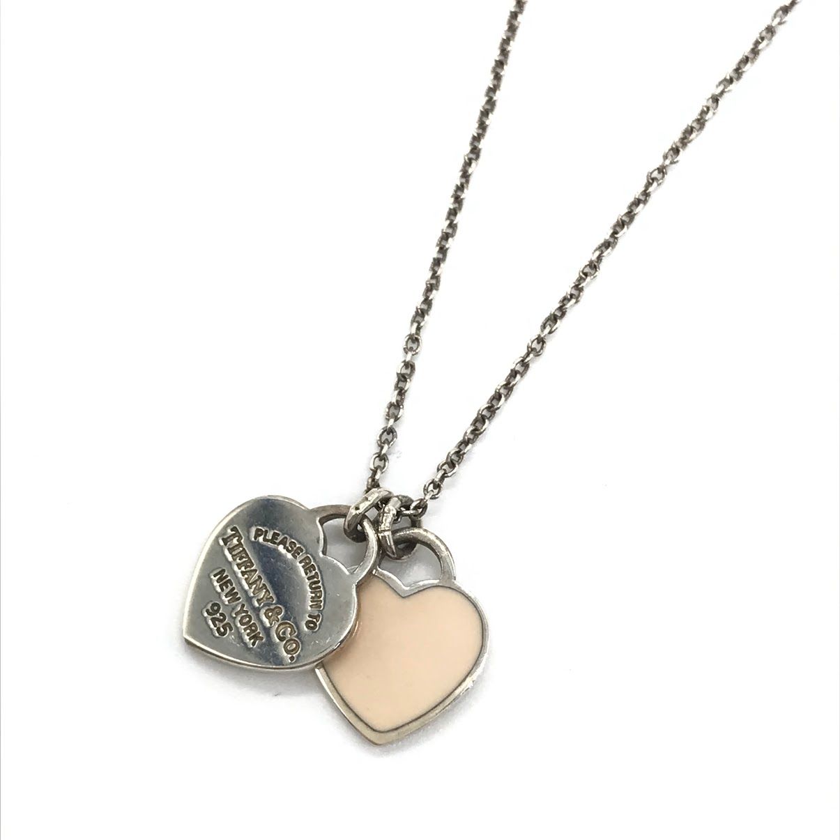【倉吉店】 中古 Tiffany&co | ティファニー ネックレス ピンクダブルハートタグペンダント シルバー サイズ：40 【136】