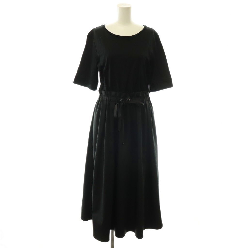 アナイ ANAYI 24SS 綿スムースワンピース ドッキングワンピース フレア ロング 半袖 38 黒 ブラック /HS ■OS ■SH 10,564円