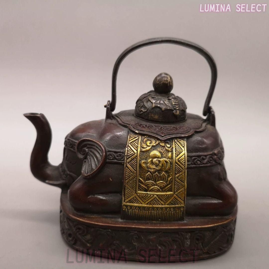 銅器 象壺 招財 吉祥 徳利 水筒 茶器 茶道具 装飾品 工芸品 置物 gyp820