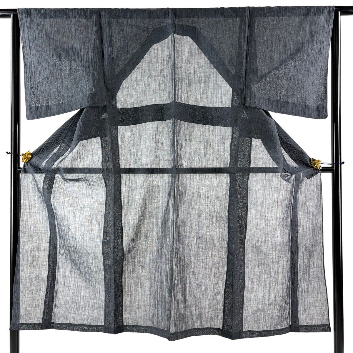 男着物 身丈139cm 裄丈65cm S 薄物 紺色 麻 秀品 【中古】