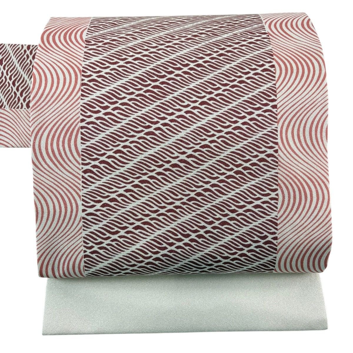 【美品】 名古屋帯 秀品 幾何学 箔 サーモンピンク 正絹 【中古】 8,260円