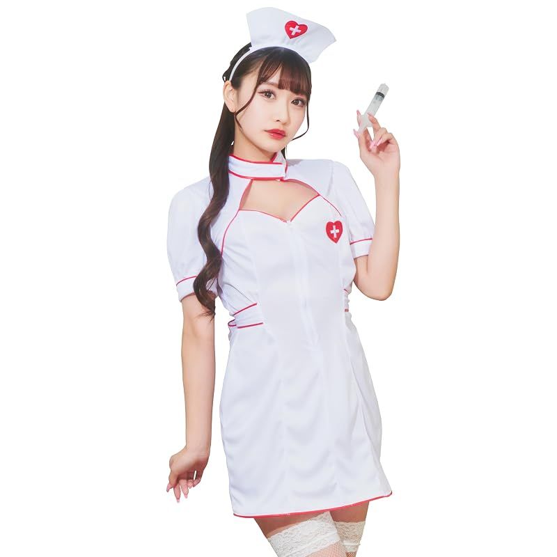 【新品】 クリアストーン(Clearstone) GLOWHOLIC コスプレ ハロウィン ジップアップナース レディース M ホワイト