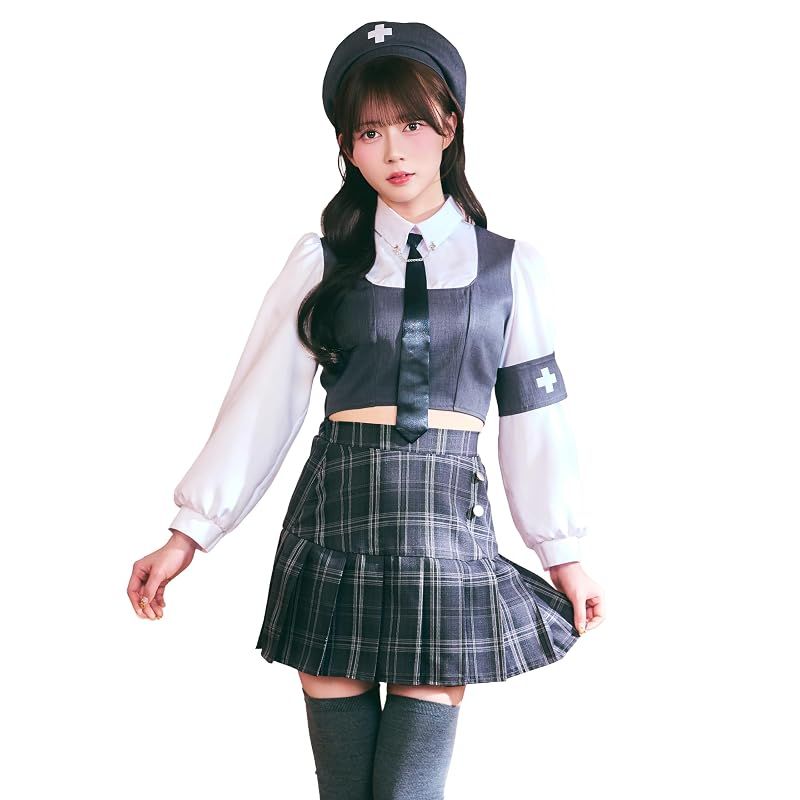 【新品】 [クリアストーン] プレッピーシック コスプレ ハロウィン ナース レディース グレー 0