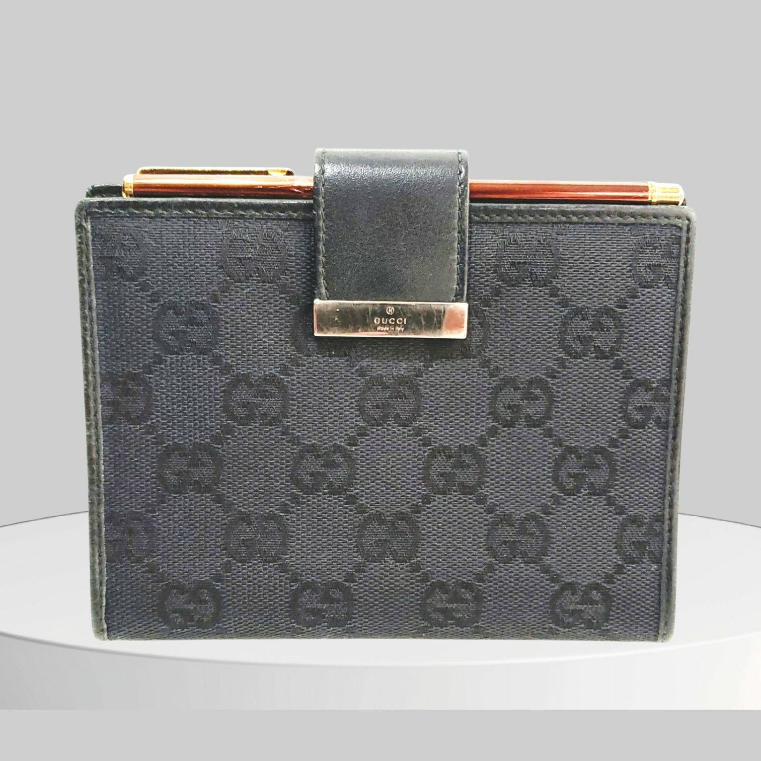 Used [GUCCI] Gucci GG canvas system notebook with 6 hole ring sherry line ballpoint pen
