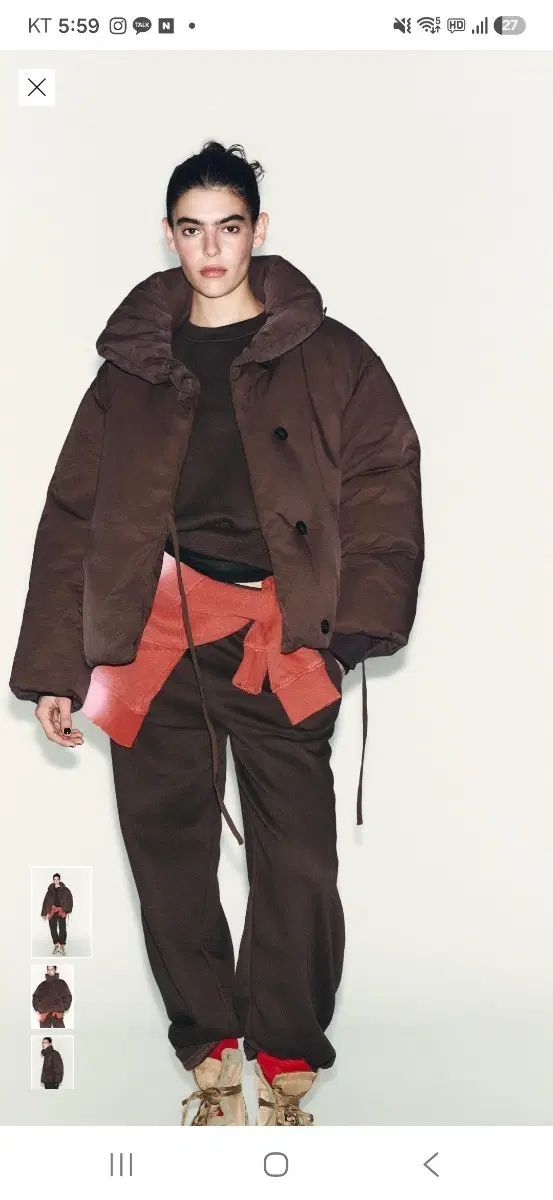 (新品) ZARA ザラ ベルト付き パファー ダウン