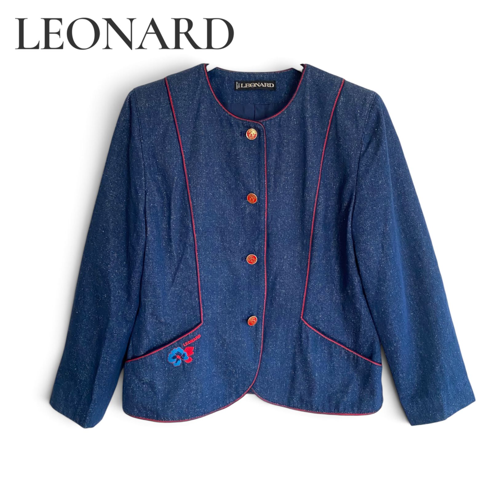 レオナール  ジャケット LEONARD レオナール ブルー レディース アウター ジャケット 長袖 ノー
