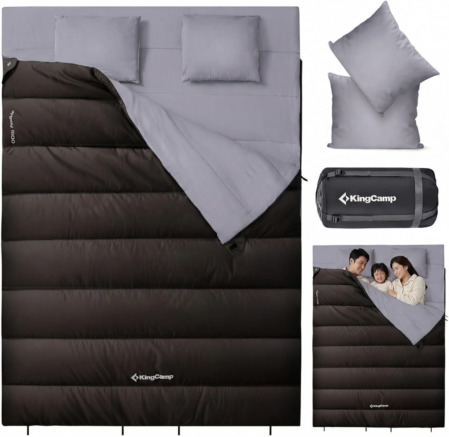 KingCamp 寝袋 シュラフ 封筒型 オールシーズン キャンプ用 軽量 ワイド80cm 快適温度5度/15度/20度 連結可能 コンパクト 9,103円