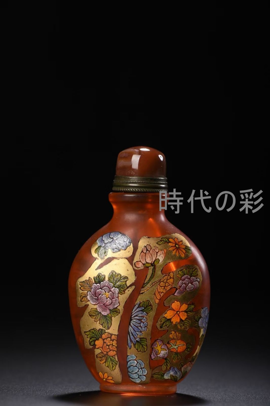 中国古美術・琉璃描金画琺瑯鼻煙壺・福寿紋・金彩細工・中国工芸品・鑑賞用・コレクション R08082004
