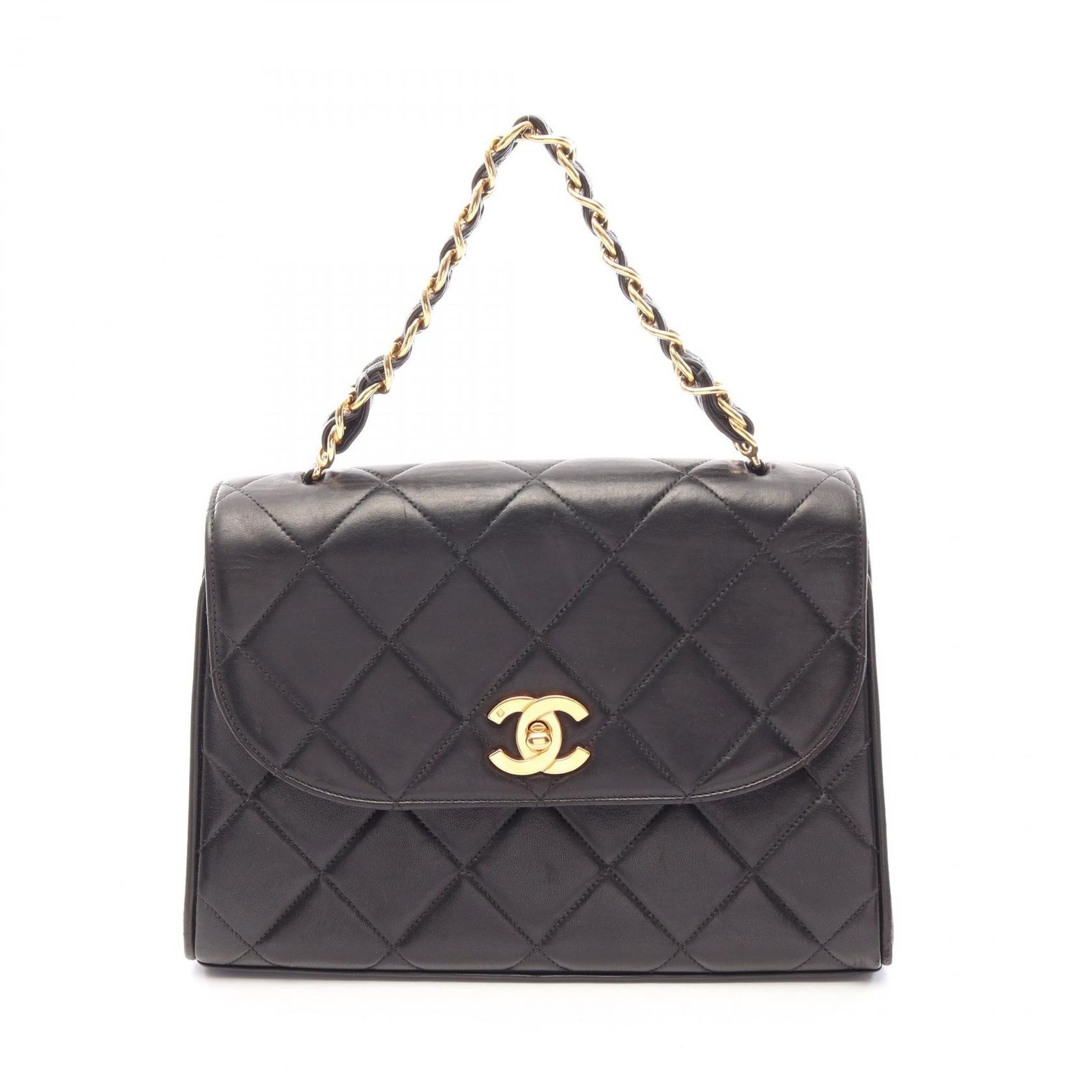 シャネル CHANEL ハンドバッグ マトラッセ ブラック ラムスキン（羊革） マトラッセ チェーントップハンドルバッグ レディース Used B
