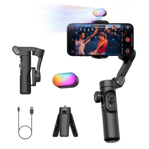AOCHUANスマートフォン用3軸ジンバルスタビライザー、RGB磁気フィルライト付きジンバルアップグレード顔トラッキングフォーカスホイール折り畳み式PhoneジンバルiPhone/AndroidスマホジンバルVlog録画-Smart XE K e5d05978 8,991円