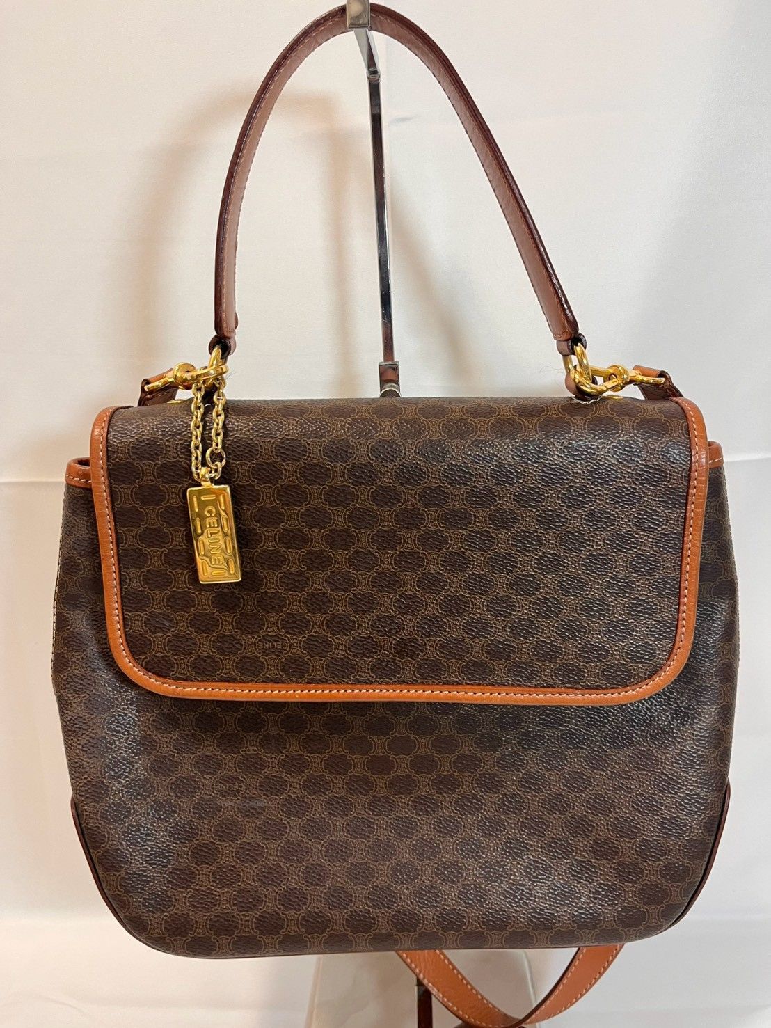 CELINE セリーヌ オールドセリーヌ マカダム 2WAY ショルダーバッグ ハンドバッグ ブラウン/No.677