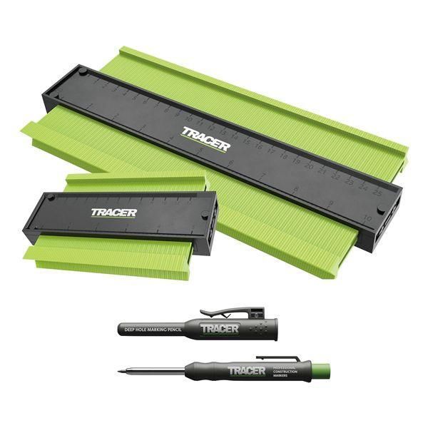 TRACER トレーサー 型取りゲージ130・250mm 建設用ディープホールシャープペンシルセット 替芯6本ケース(ブラック2B) マーキング用 ACG3