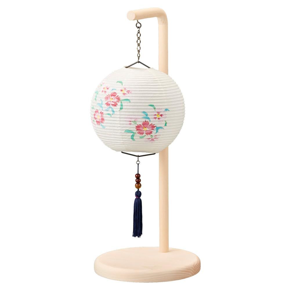 新品 お仏壇のはせがわ 盆提灯 クオレルーチェ 白紋天 撫子 (スタンド 吊り下げ式/LED 電池式 コードレス) 岐阜提灯 盆ちょうちん 白提灯 モダン/新盆 初盆 お盆 (高さ42cm × 幅17cm × 奥行15cm)