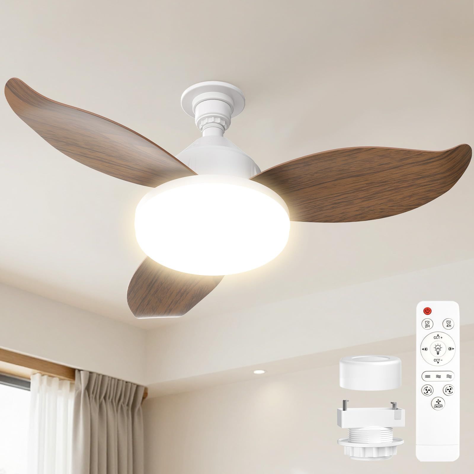 SUKITEN シーリングファンライト LED【3重のセーフティ構造・大風量】Φ63.5cm 正逆回転 38W 3500lm 抜け止め構造の羽根 | DCモーター 静音 無段階調光調色 壁スイッチメモリー機能 タイマー機能 軽量 薄型 換気 18c8a9a1