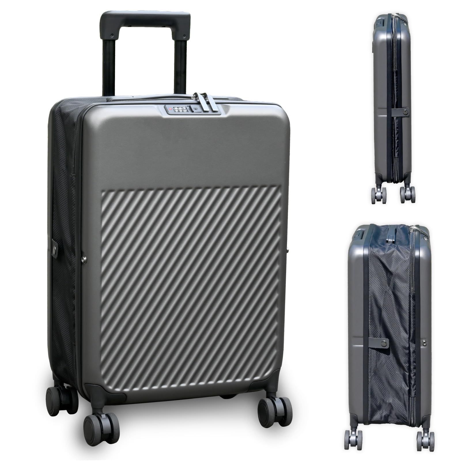 数量限定　機内持ち込み 38L 折りたたみ 1泊 2泊 省スペース 4輪キャスター キャリーケース ダイヤルロック 軽量 コンパクト スーツケース 出張 旅行 ダークグレー 7,334円