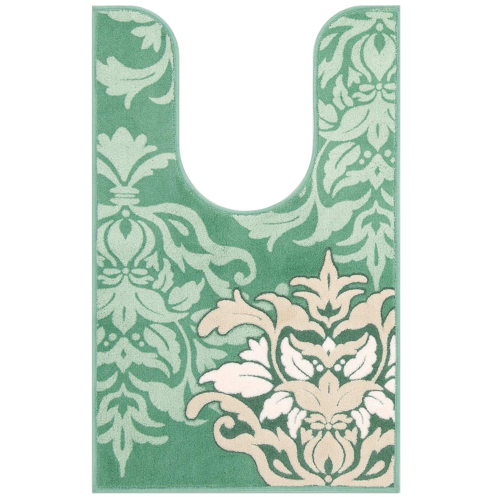 新品 センコー(Senko) DECORMUSEE サミーラ 耳長 トイレマット 約95×60cm グリーン ダマスク 柄 抗菌 防臭 日本製 31984