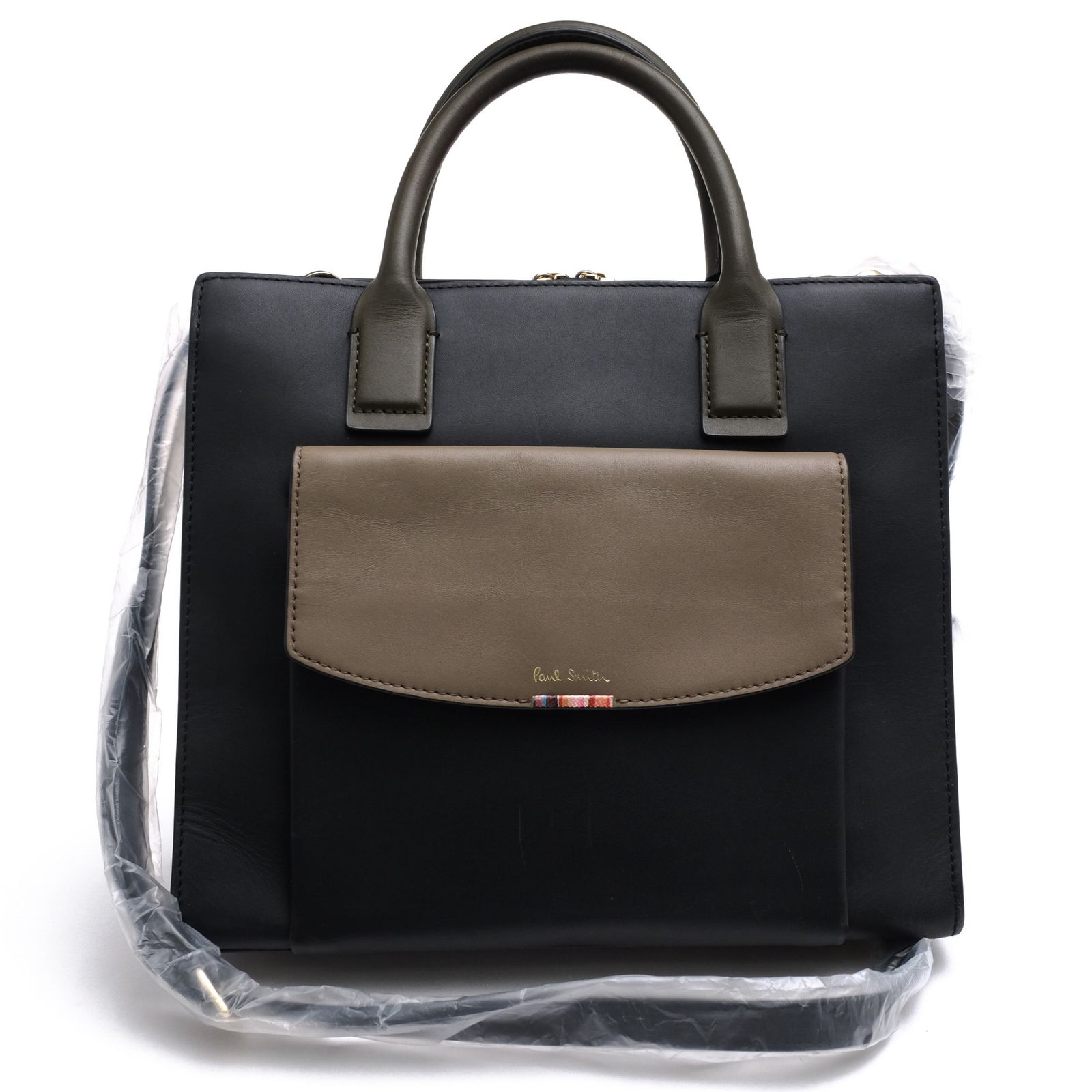 ポールスミス／Paul Smith バッグ ハンドバッグ 鞄 トートバッグ レディース 女性 女性用 レザー 革 本革 ブラック 黒 875740 W642 クロスオーバーストライプタブ