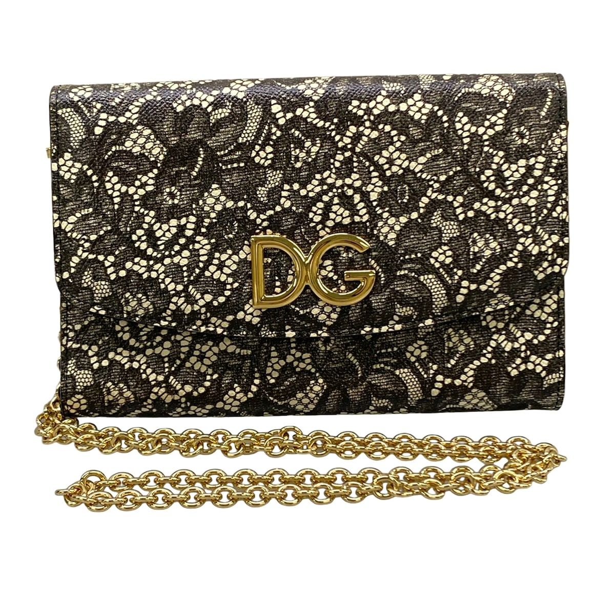 DOLCE&GABBANA(ドルチェアンドガッバーナ) 財布 黒×アイボリー チェーンウォレット