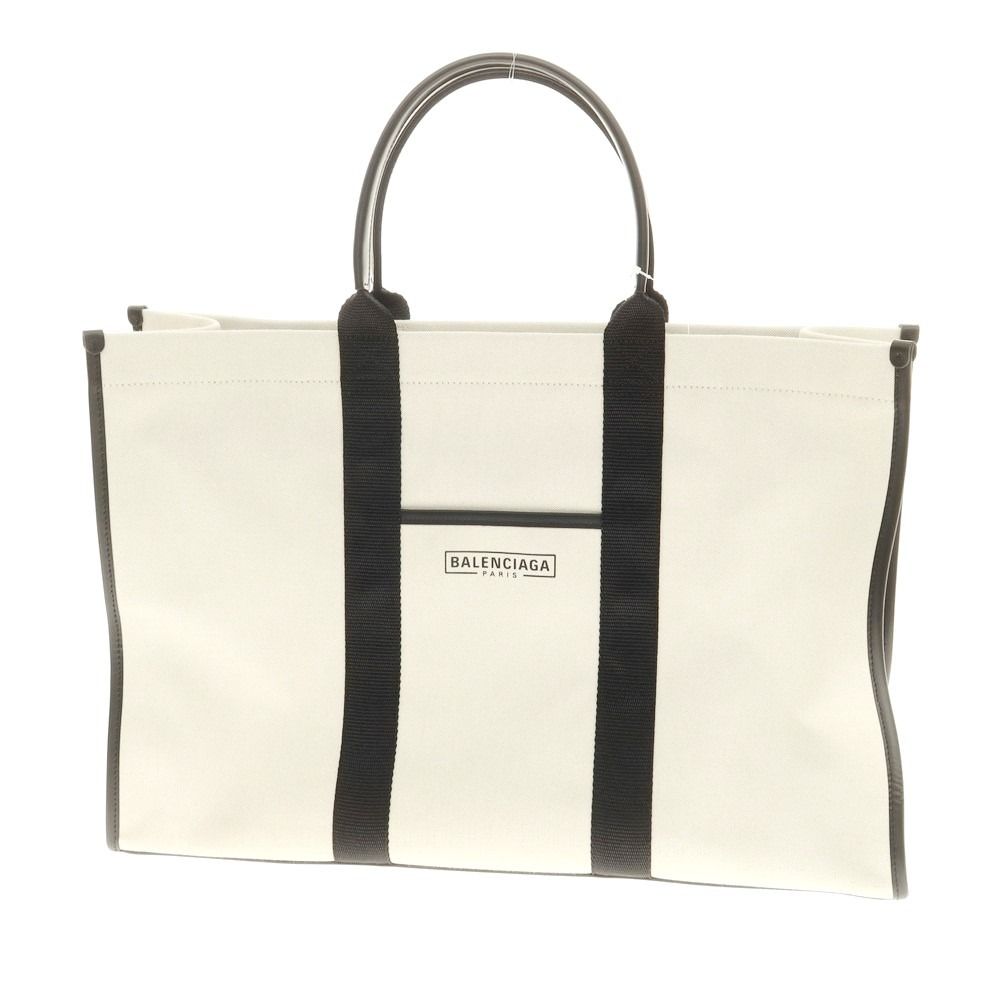 【中古】バレンシアガ BALENCIAGA キャンバス トートバッグ オフホワイトxブラック【W47xH32xD14】【メンズ】
