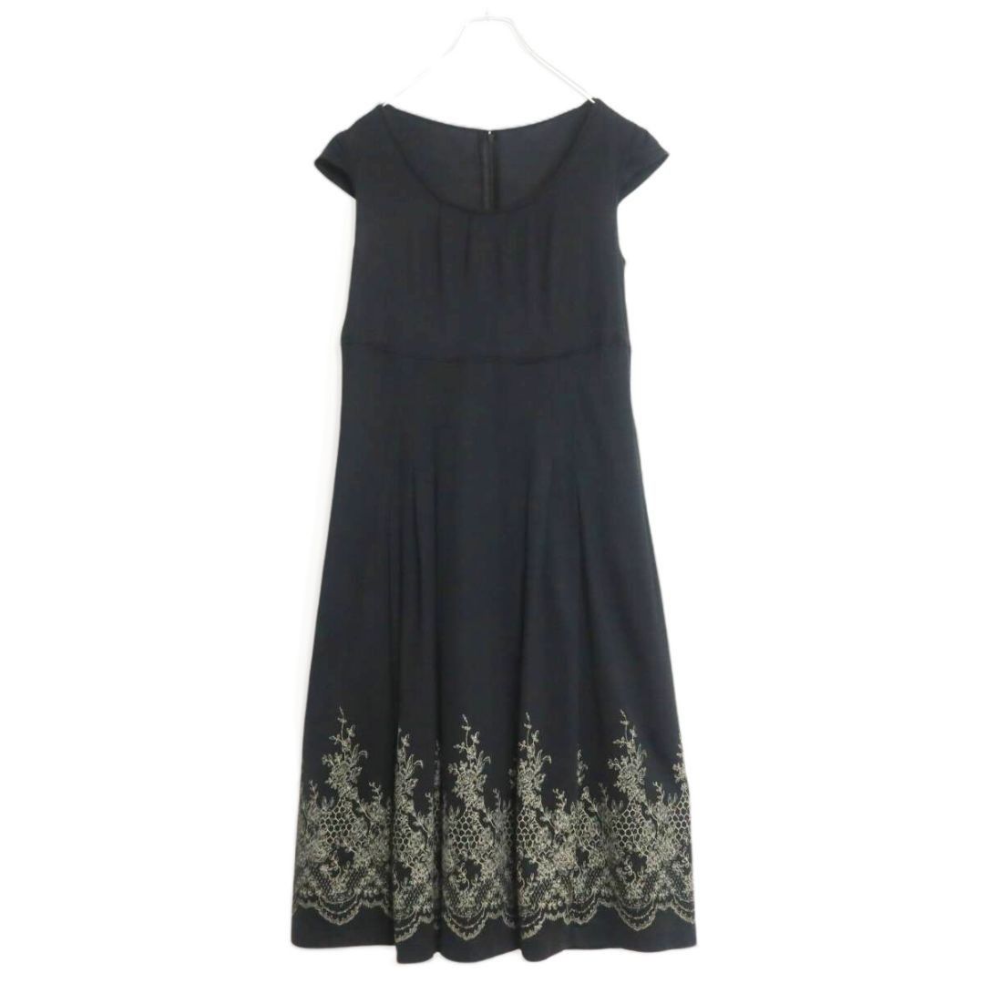 【美品】インゲボルグ★繊細！フラワーレースプリント 美シルエット ワンピース 黒系 サイズ11 ＊z14916 12,816円