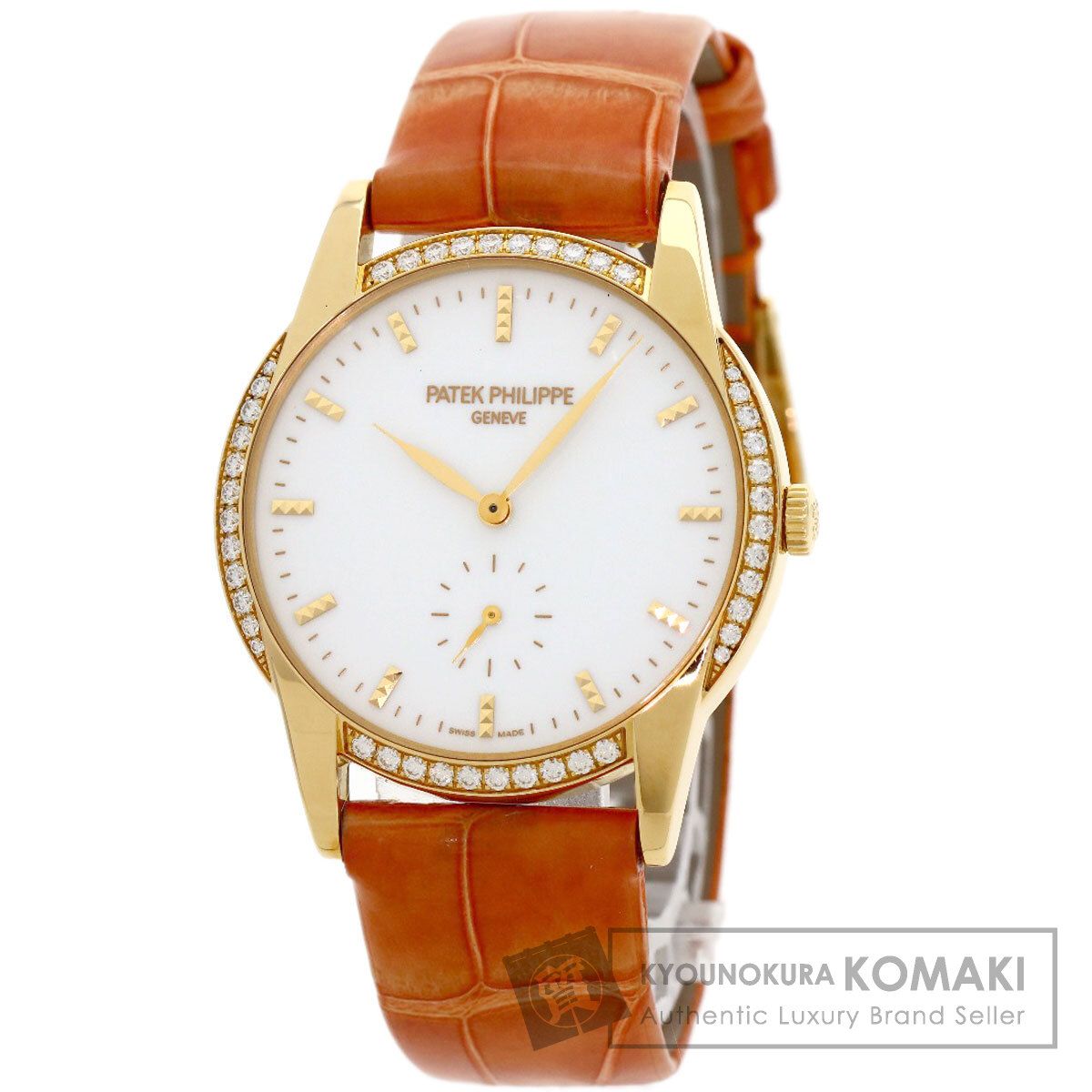 PATEK PHILIPPE パテックフィリップ 7122/200R-001 カラトラバ 腕時計 K18PG 革 ダイヤモンド レディース [中古]
