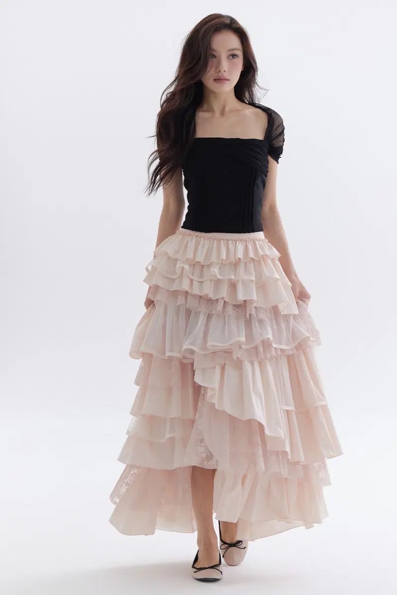 THETIS マキシ スカート M サイズ thetis Belle Fleur Ruffle Maxi Skirt