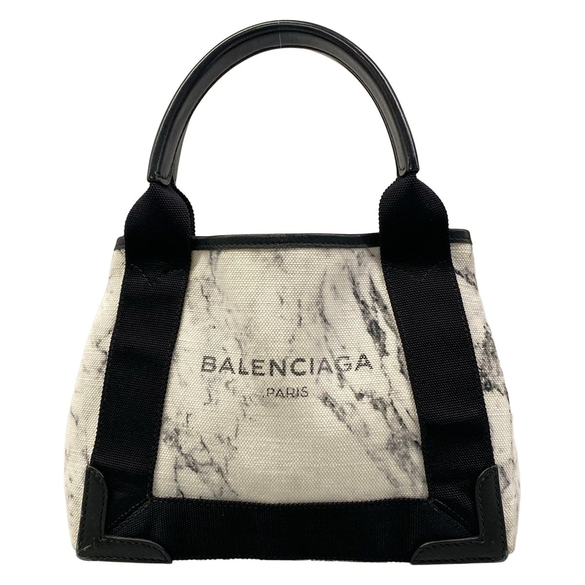BALENCIAGA(バレンシアガ) トートバッグ ネイビーカバスXS 390346 白×黒 レザー
