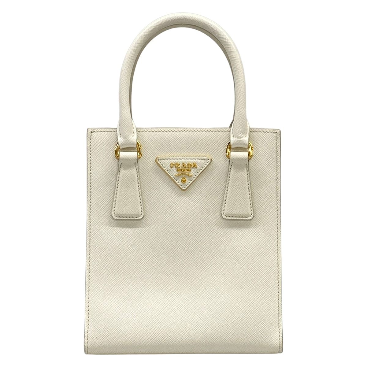 PRADA(プラダ) ハンドバッグ トライアングルロゴ 1BA358 白 レザー