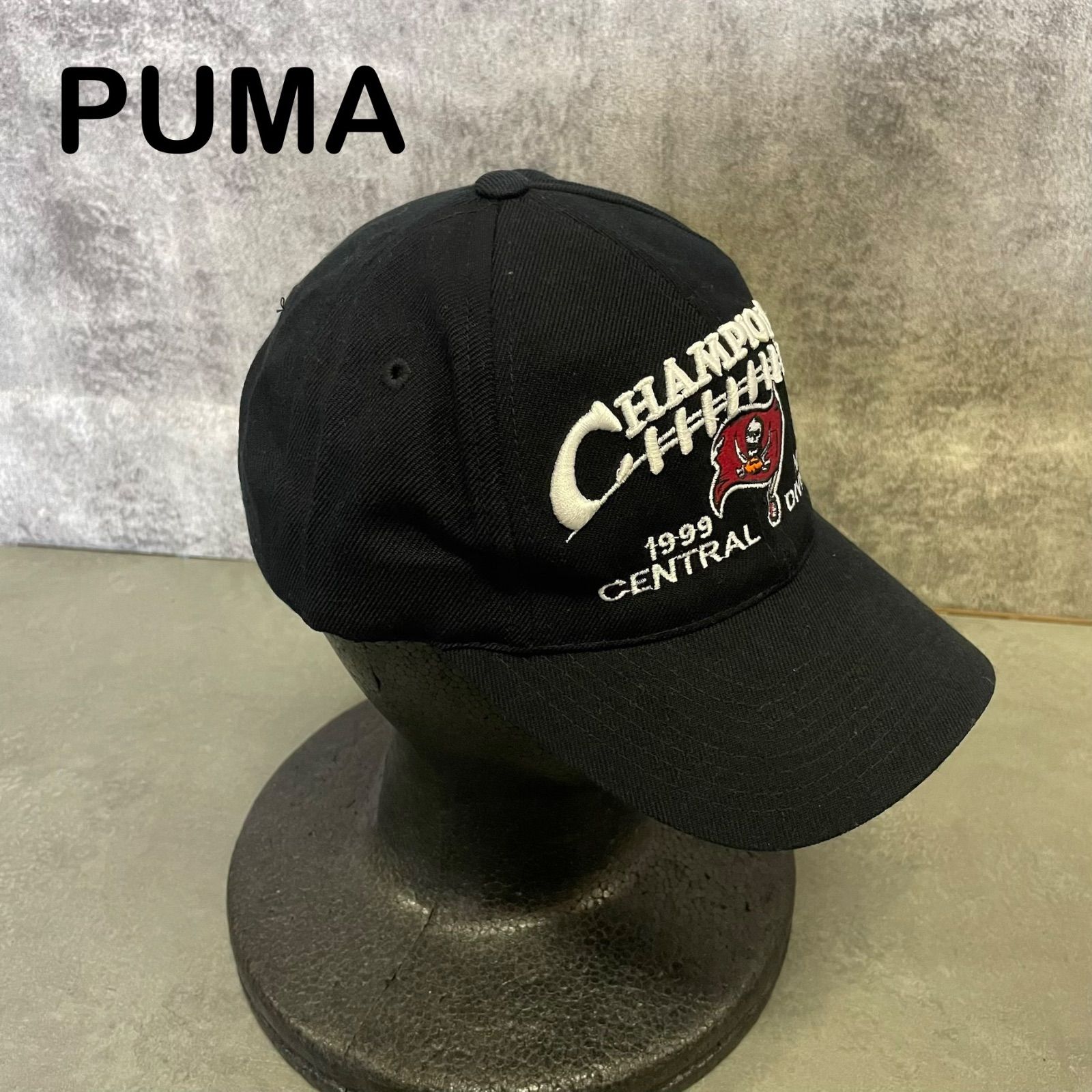 [k-874] Puma Puma NFL Tampa Bay Buccaneers Tampa Bay Buccaneers Cap XL Black Black 1999 NFC CENTRAL CHAMPIONS Embroidered Logo American Football USA Used Clothes