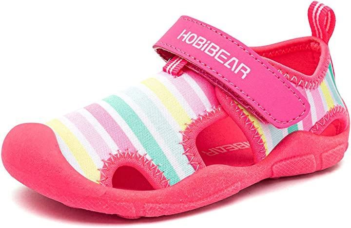 Kumonice Kids Baby Marine Shoes Sandals Beach Water Sports Boys Girls Outdoor Kids Shoes Toe Protection Breathable Flexibility (Rainbow, 18.0 cm 3E)
