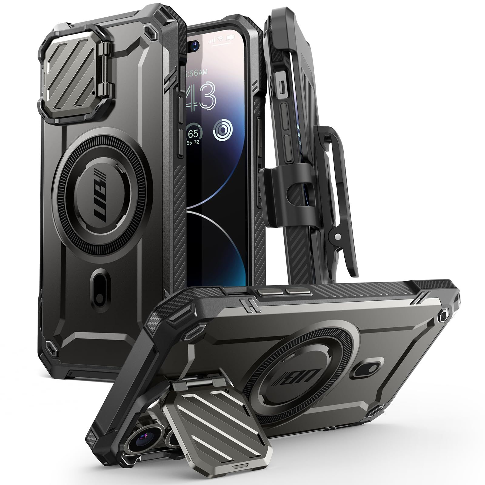 SUPCASE iPhone 14 Pro Max/iPhone 13 Pro Max ケース 6.7インチ 2022/2021 カバー MagSafe対応 カメラレンズ保護 スタンド機能 米軍MIL規格取得 衝撃吸収 四角強化 アウトドア用 U [ブラック]