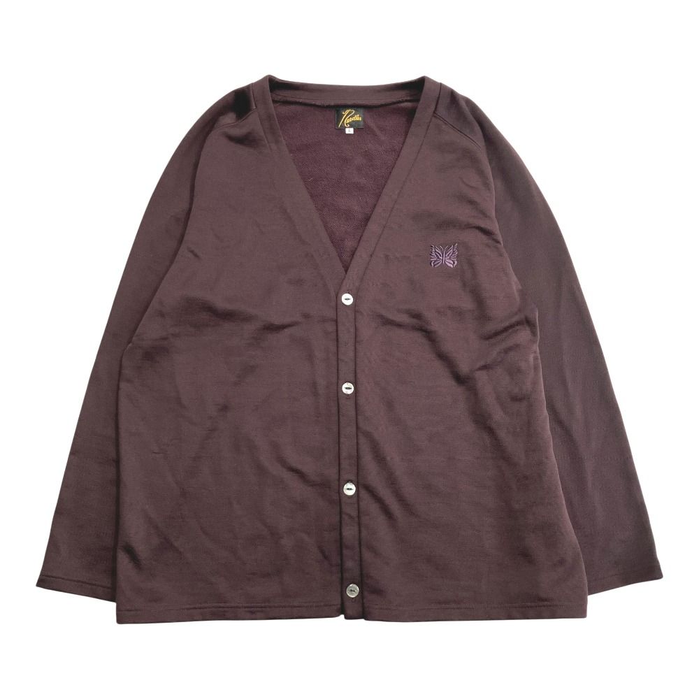良品 Needles ニードルス V-Neck Cardigan Vネック カーディガン ジャケット ジャージー カットソー ロゴ 刺繍 茶 ブラウン メンズ 古着 中古 USED