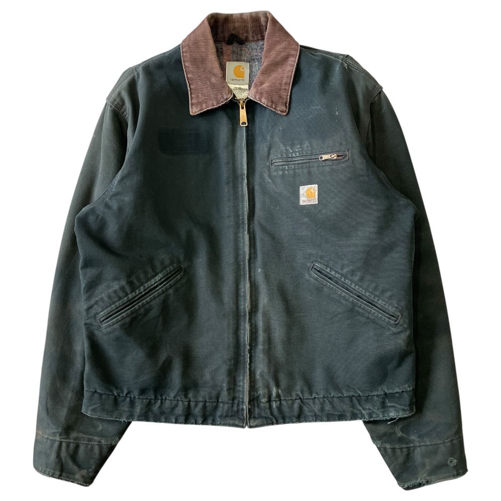 Carhartt カーハート デトロイト ジャケット ブルゾン 裏地ブランケット USA製 04年製 ヴィンテージ サイズ42 グリーン系 メンズ 古着 中古 USED