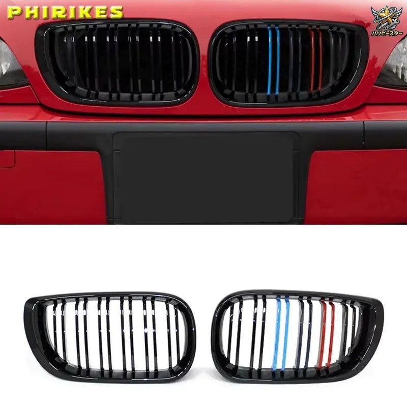 BMW 3シリーズ E46 4ドア 2002-2005 車用フロントバンパーグリル レーシンググリル キドニー デュアルライングリル グロスグリル 7,647円