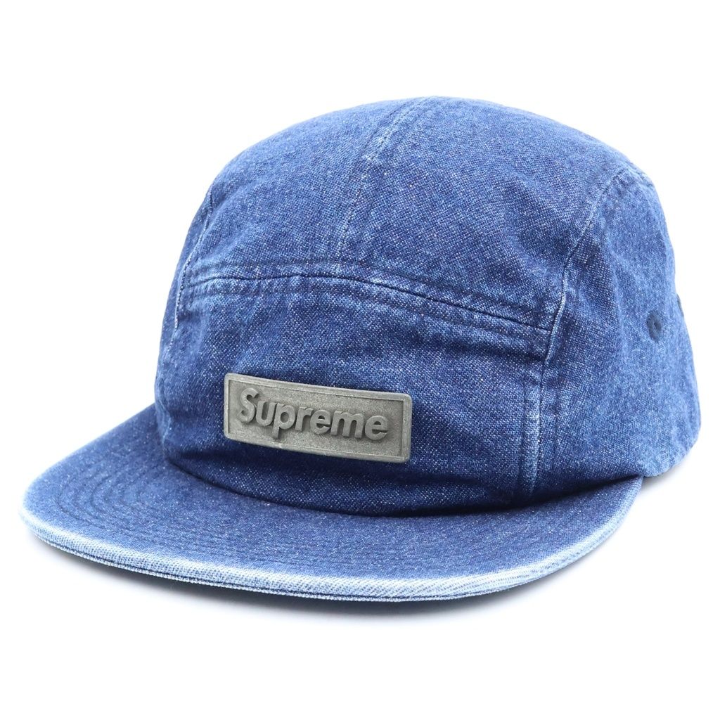 SUPREME (シュプリーム) 18SS Metal Plate Camp Cap メタルプレート ボックスロゴ デニムキャンプキャップ インディゴ