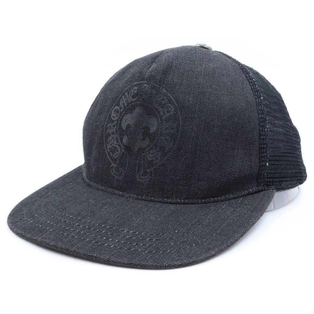 CHROME HEARTS (クロムハーツ) BS FLARE SCROLL LABEL BSフレア スクロールラベル 刺繍 メッシュ キャップ 帽子 ブラック