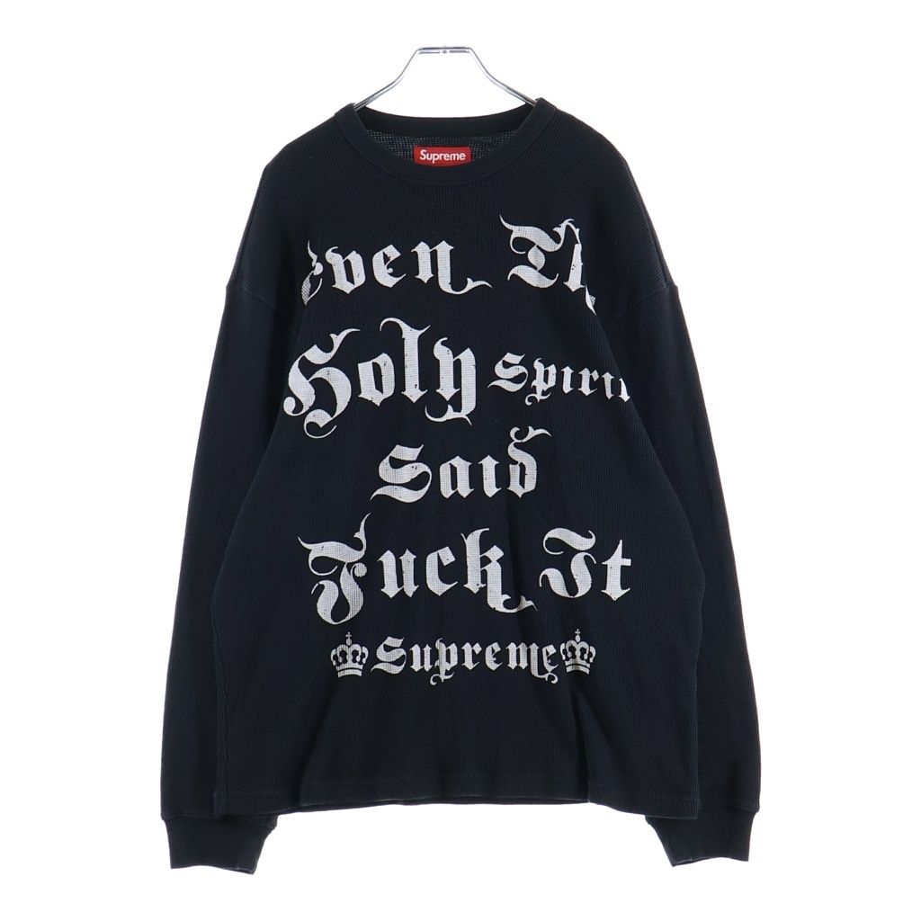 SUPREME (シュプリーム) 25AW Angel Thermal グラフィックプリント 長袖クルーネックサーマルカットソー ブラック/ホワイト