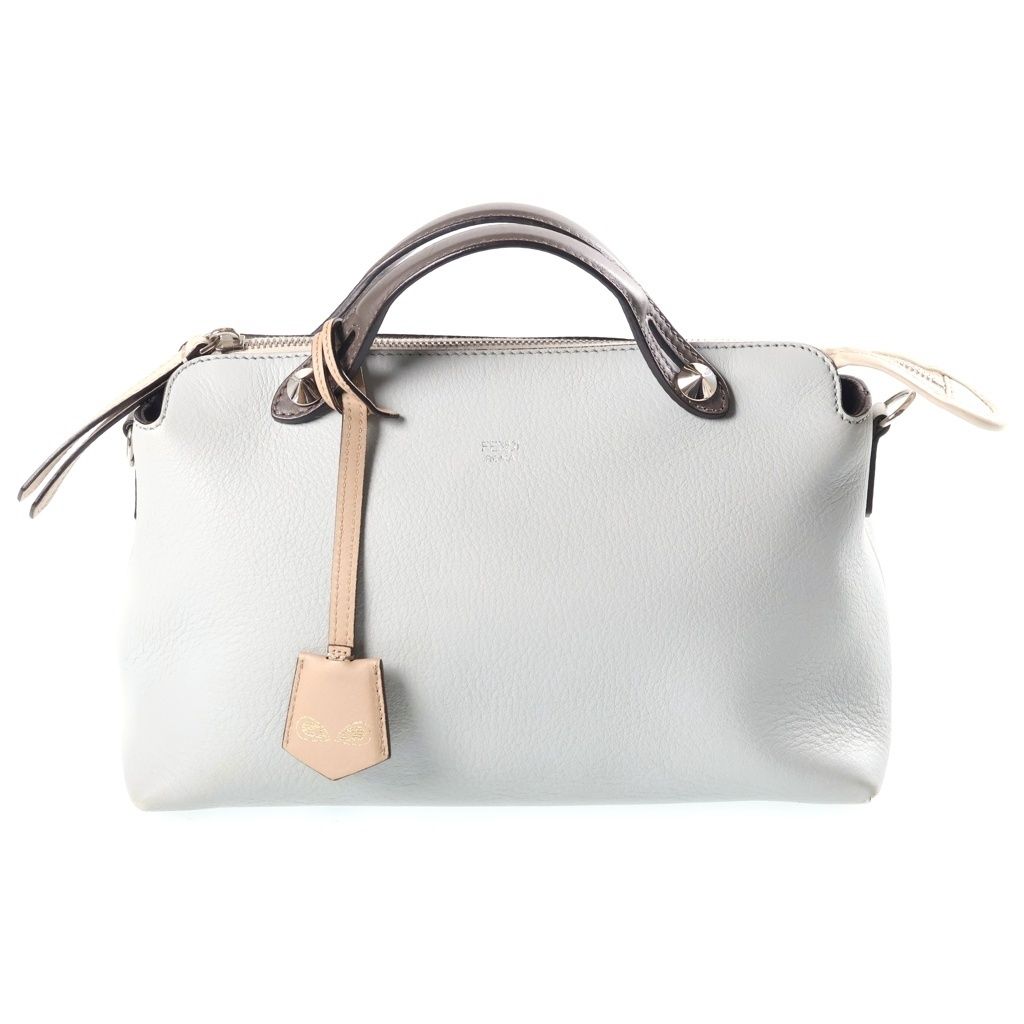 FENDI (フェンディ) バイザウェイ ミディアム バイカラー 2WAYハンドバッグ ショルダーバッグ ライトブルー×ブラウン レザー 8BL124-5QJ シルバー金具