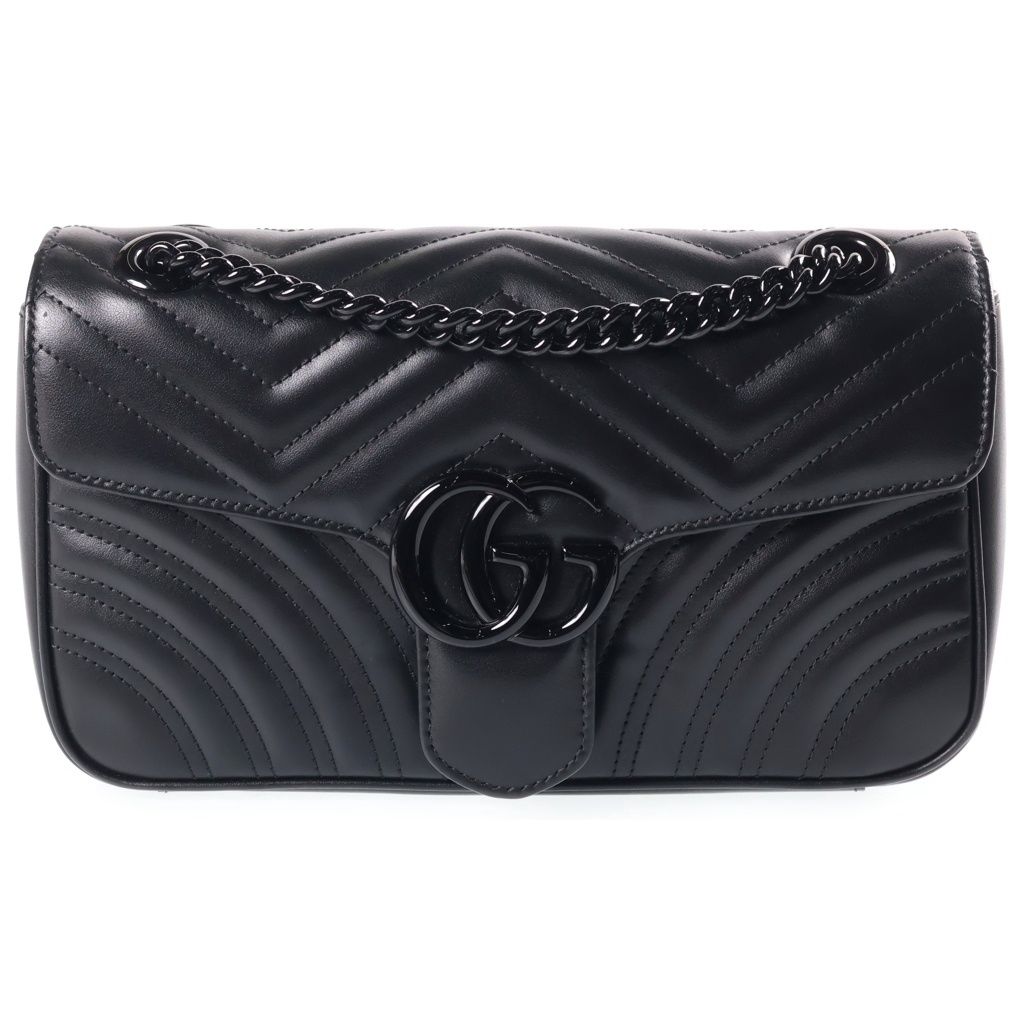 GUCCI (グッチ) GGマーモント チェーンショルダーバッグ ハンドバッグ ブラック レザー 443497