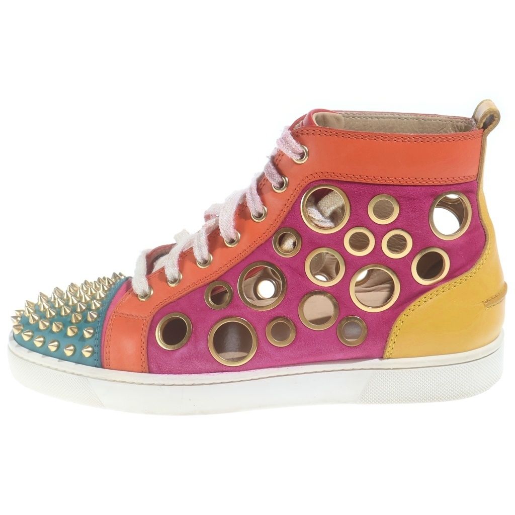 CHRISTIAN LOUBOUTIN (クリスチャンルブタン) スパイクスタッズ スエード ハイカットスニーカー シューズ マルチ