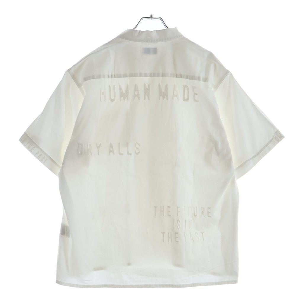 HUMAN MADE (ヒューマンメイド) ロゴエンブロイダリー オープンカラー コットン半袖シャツ ホワイト HM29SH022