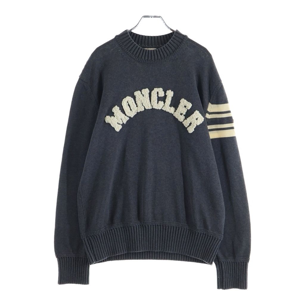 MONCLER (モンクレール) 25AW ストライプスリーブ ロゴ コットン ニット セーター グレー K20919C00009 43,544円