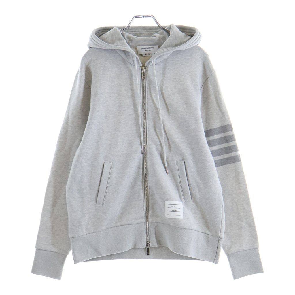THOM BROWNE (トムブラウン) 4BAR ループバック トナル ジップアップフーディー グレー レディース FJT174A-06910065