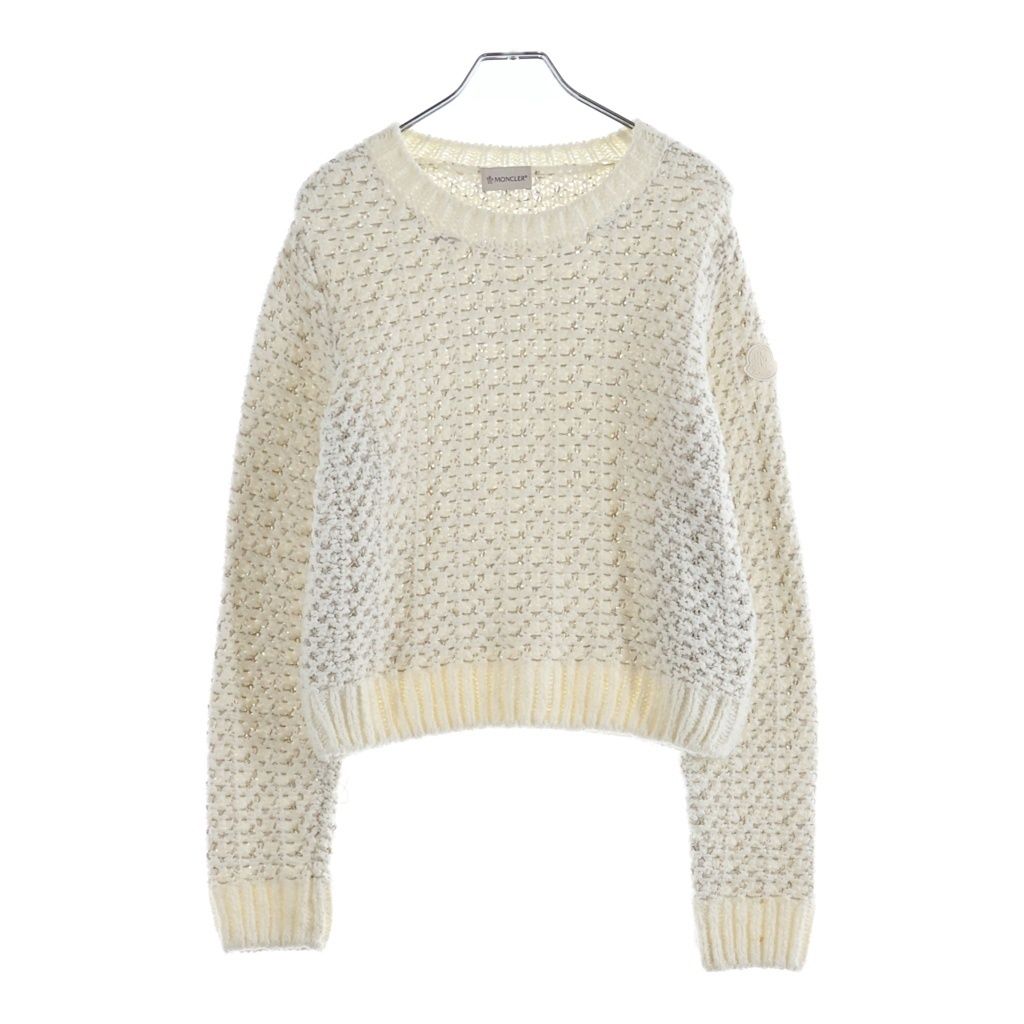 MONCLER (モンクレール) 25SS ブークレ コットン テクスチャーニット セーター ホワイト レディース K10939C00009