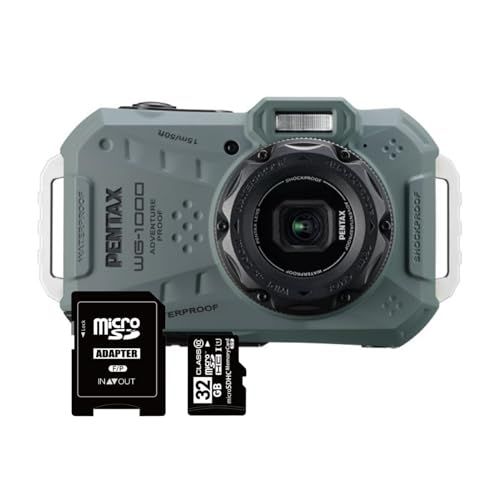 PENTAX WG-1000 ペンタックス コンパクトデジタルカメラ 15m防水 防塵 2m耐衝撃 CALSモード 1600万画素 光学4倍ズーム SDカード32GB付属 (オリーブ)★m a76bdc7d 27,495円